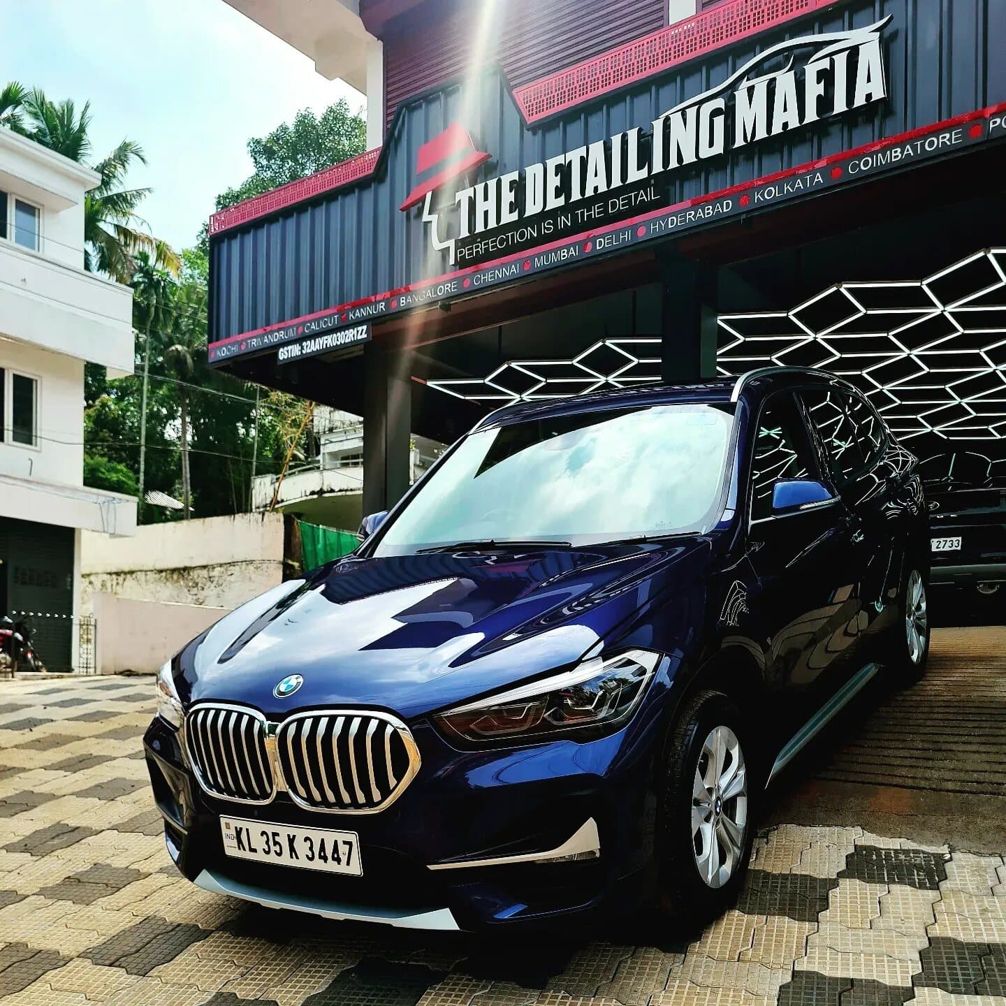 The Detailing Mafia Kottayam studio front on KK Road, Manarcadu